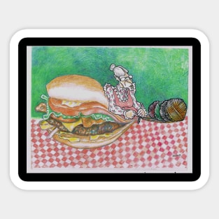 Grandma's Knitted Burger Sticker